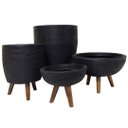 Ver imagem 2 de Kit com 4 Vasos para Plantas Preto com Tripé de Madeira