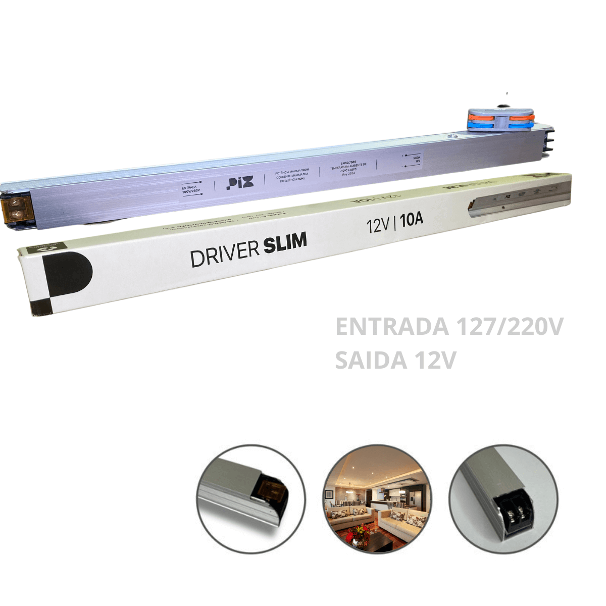 Fonte Slim Barra Pix Bivolt 12v 120w 10a