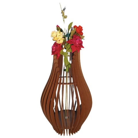 Vaso de Chão Decorativo Grande Andromeda Mdf:marrom/85x30cm