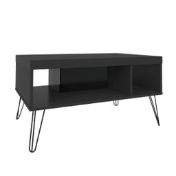 Mesa de Centro Liberty Preto com 2 Nichos e Pés - Artely 004216 - 4