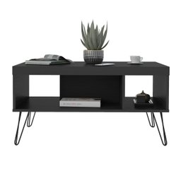 Mesa de Centro Liberty Preto com 2 Nichos e Pés - Artely 004216 - 3