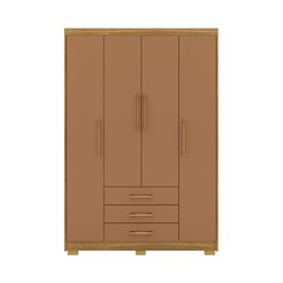 Guarda Roupa Solteiro Ep 4 Portas e 3 Gavetas Ideal para Quartos Pequenos:nature-camarim - 1