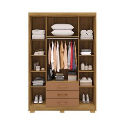 Guarda Roupa Solteiro Ep 4 Portas e 3 Gavetas Ideal para Quartos Pequenos:nature-camarim - 2
