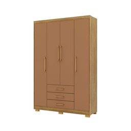 Guarda Roupa Solteiro Ep 4 Portas e 3 Gavetas Ideal para Quartos Pequenos:nature-camarim - 4