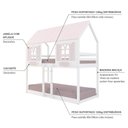 Ver imagem 4 de Beliche Montessoriano Casinha Bela - Madeira Maciça Branco/Rosa | Housin