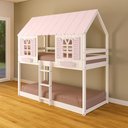 Ver imagem 1 de Beliche Montessoriano Casinha Bela - Madeira Maciça Branco/Rosa | Housin