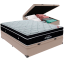 Ver imagem 1 de Cama Box Baú Bege e Colchão Elegant Molas Ensacadas Casal Ortobom