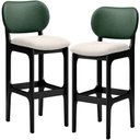 Ver imagem 1 de Kit 2 Banquetas Alta Bar Cozinha Sala Jantar Fixa Betta L02 Preto Facto Verde Linho Cru - Lyam