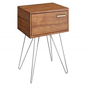 Mesa de Cabeceira 881 Native - 1 Gaveta com Pés Cromados - Carraro