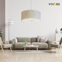 Ver imagem 6 de Lustre Pendente Cilíndrico Md-4052 Cúpula em Tecido 50x21cm Rustico Bege - Bivolt