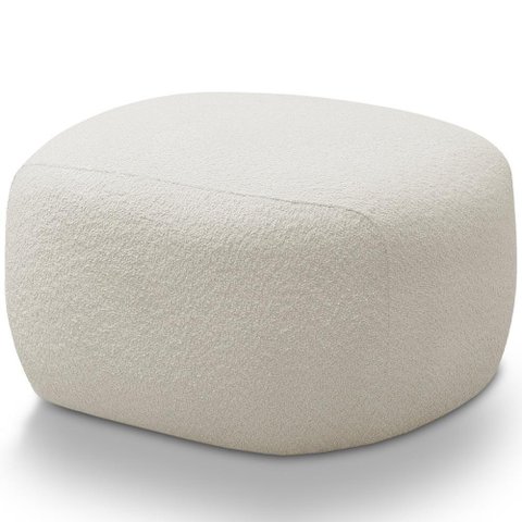 Puff Decorativo Orgânico para Sala de Estar Living Barolo L06 Bouclê Branco - Lyam Decor