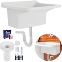 Ver imagem 1 de Tanque de Plástico 34l para Lavanderia Branco + Sifão Universal Sanfonado + Fita Veda Rosca