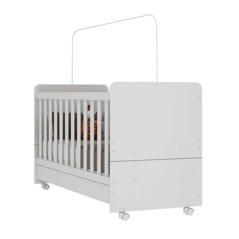 Berço Americano 3x1 com Colchão Incluso e Rodízios Pimpolho Multimóveis FG3568 Branco