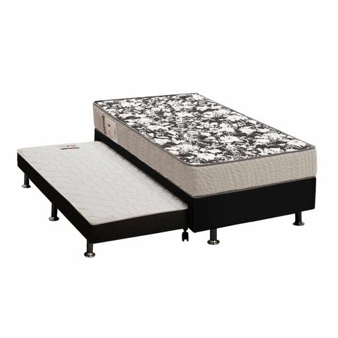 Cama Box c/Auxiliar Solteiro: Colchão Espuma Ortobom D26 Physical Ultra Resistente+Base CRC Courano 