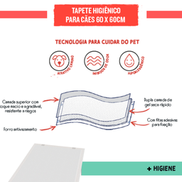Tapete Higiênico Cães Pet 60x60 14un Descartável Fralda Cachorro - 3 Tapete Higiênico Cães Pet 60x60 14un Descartável Fralda Cachorro - 3