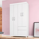 Ver imagem 7 de Guarda-Roupa Solteiro 4 Portas 2 Gavetas Flor Branco/Rosa