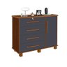 Gaveteiro 4 Gavetas 1 Porta Burgos Canela Chumbo - 1