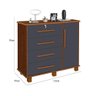 Gaveteiro 4 Gavetas 1 Porta Burgos Canela Chumbo - 2