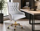Ver imagem 1 de Cadeira Poltrona Home Office Helena Capitonê Base com Rodinhas Dourada