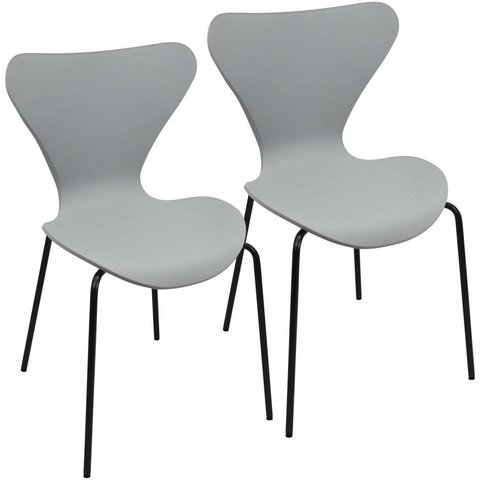 Kit 2 Cadeiras Jacobsen Polipropileno Sala Jantar Base Preto - Cinza