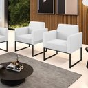 Ver imagem 2 de Kit 2 Poltronas Base Industrial Preto Marisa Corino Branco D03 - D'Rossi