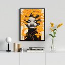 Ver imagem 2 de Quadro Decorativo Mulher Orquídeas Amarelas 33x24cm:madeira Branca