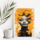 Ver imagem 1 de Quadro Decorativo Mulher Orquídeas Amarelas 33x24cm:madeira Branca
