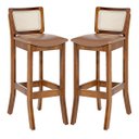 Ver imagem 1 de Kit 2 Banquetas Alta com Encosto Rattan Portugal Estofada Impermeável Caramelo L85 Rmi