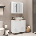 Ver imagem 1 de Gabinete para Banheiro com Cuba e Espelheira 80cm Córdoba Yescasa Branco/Carvalho