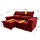 Ver imagem 3 de Sofá Retrátil/Reclinável Verona 1,80m Suede Velut Vermelho c/ Molas no Assento - King House