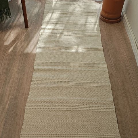 Tapete Artesanal Passadeira Kilim Maya Marfim 60 x 180