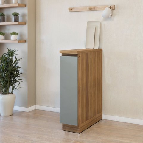 Balcão 1 Porta com Rodapé 20cm 100% MDF Rainha Verde/Nature
