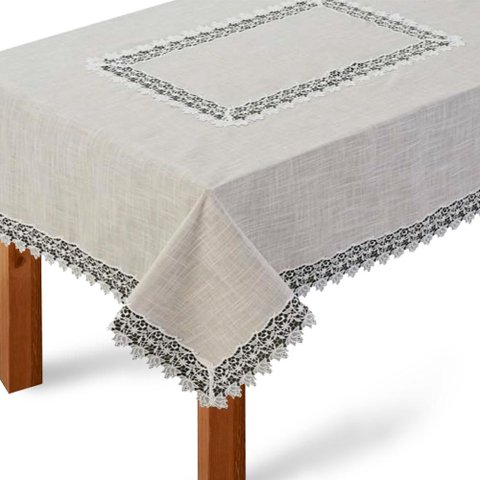 Toalha de Mesa Retangular 180x270cm 17570 - Rafimex Bege
