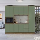 Ver imagem 1 de Cozinha Compacta com Kit Forno Celeste Kappesberg 100% Mdf Nogueira/verde 240cm