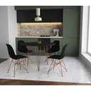 Ver imagem 1 de Mesa de Jantar Redonda 90cm Preta Clips 3 Pés com 4 Cadeiras Eames Eiffel Pretas Base Cobre