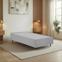 Ver imagem 1 de Cama Box Solteiro Estofada em Madeira Maciça Base Reforçada Santorini Espresso Móveis Cinza/Linho