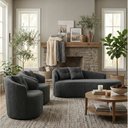 Ver imagem 2 de Kit Sofá Orgânico Curvo Feijão + 02 Poltronas Sala Estúdio Amore Bouclê Chumbo - Vimont Moveis