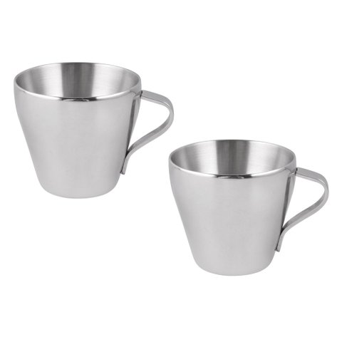 Kit 2 Xícaras Café Expresso Parede Dupla Aço Inox 80ml