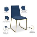 Ver imagem 4 de Kit 6 Cadeiras de Jantar Cozinha Industrial Lexa Veludo - Élpis Móveis - Azul Marinho - Dourada