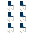 Ver imagem 1 de Kit 6 Cadeiras de Jantar Cozinha Industrial Lexa Veludo - Élpis Móveis - Azul Marinho - Dourada