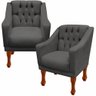 Kit Namoradeira + 2 Poltrona Decorativa Grécia - Dritex:sintetico Cinza - 3