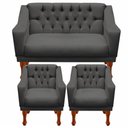 Ver imagem 1 de Kit Namoradeira + 2 Poltrona Decorativa Grécia - Dritex:sintetico Cinza