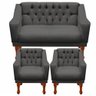 Kit Namoradeira + 2 Poltrona Decorativa Grécia - Dritex:sintetico Cinza - 1