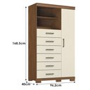 Ver imagem 4 de Guarda Roupa Ripado 6 Portas Buriti e Cômoda Marabá com Pés Jataobá Areia - Santos Andirá