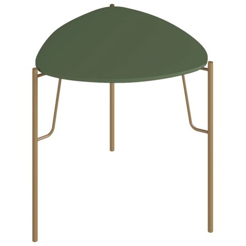 Mesa Lateral para Sala de Estar Alta Pés Industrial Dourado Alef I03 Musgo - Lyam Decor