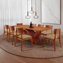 Ver imagem 1 de Conjunto Sala de Jantar Mesa Venus Tampo 220cm Laqueado sem Vidro e 8 Cadeiras Viena Gold