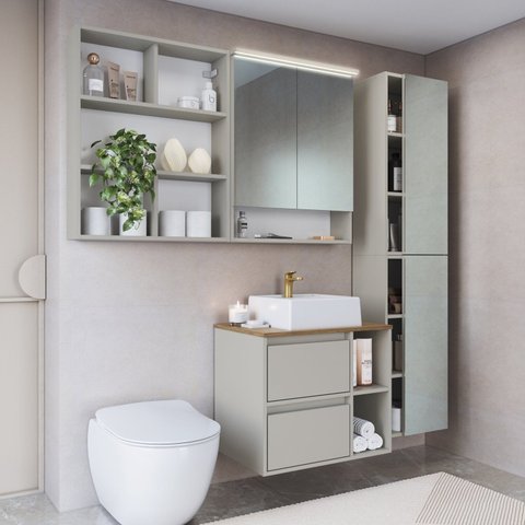 Conjunto para Banheiro 5 Peças com Iluminação em Led e Cuba 156cm Cb.bn8005