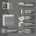 Ver imagem 6 de Kit Gabinete Banheiro Fox 60cm Branco/cinza (gabinete + Cuba + Espelheira)