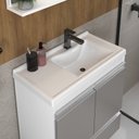 Ver imagem 2 de Kit Gabinete Banheiro Fox 60cm Branco/cinza (gabinete + Cuba + Espelheira)