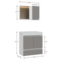 Ver imagem 3 de Kit Gabinete Banheiro Fox 60cm Branco/cinza (gabinete + Cuba + Espelheira)